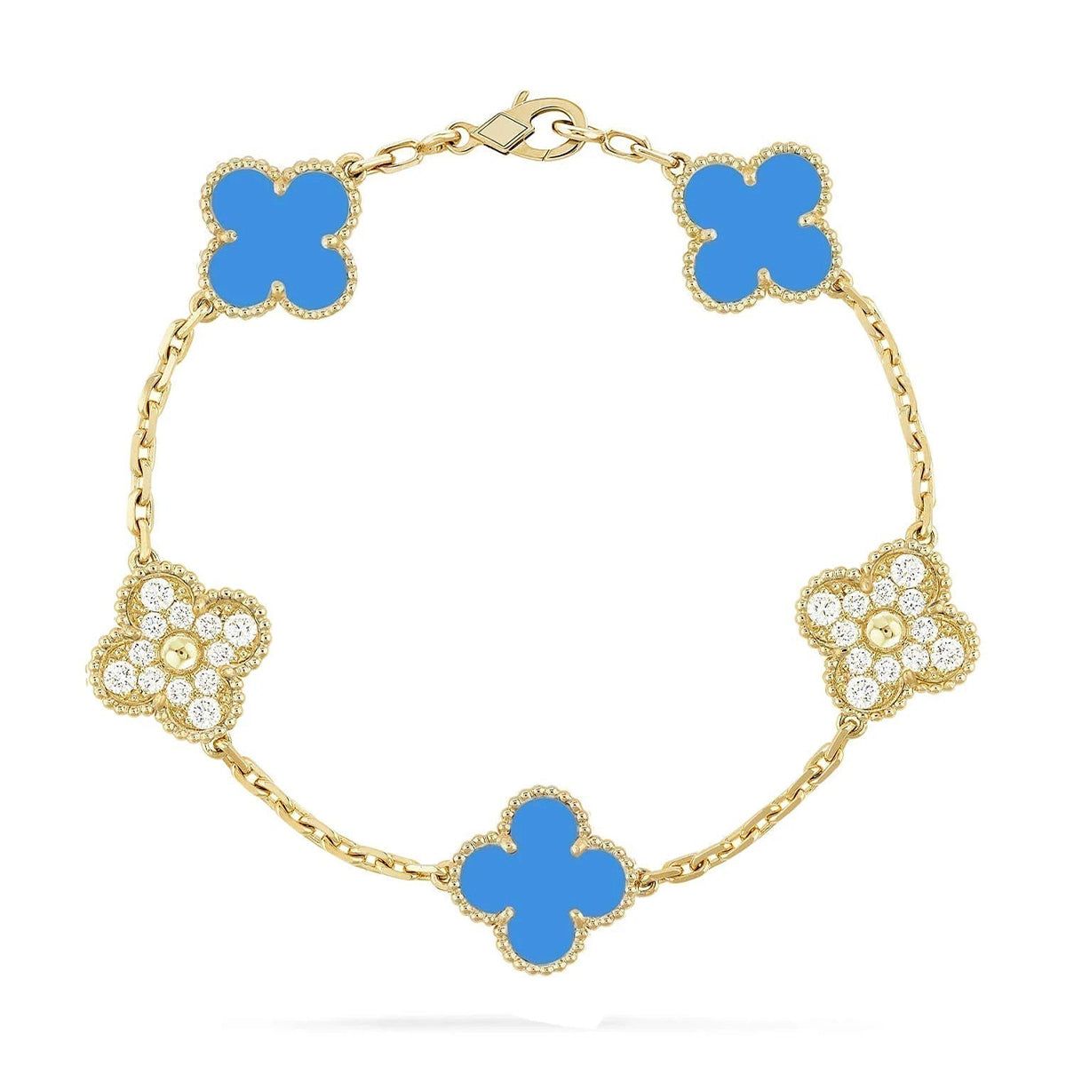 [Dream ]New CLOVER 5 MOTIF BLUE AGATE BRACELET COLLECTION