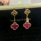 [Dream]NEW CLOVER 2 MOTIF PINK ENAMEL EARRINGS