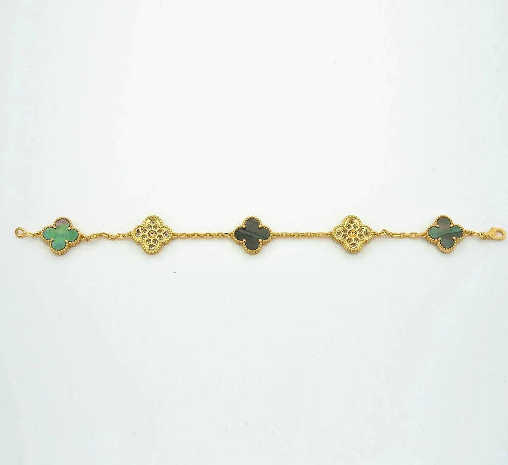 [Dream ]New CLOVER 5 MOTIF GRAY MOP BRACELET COLLECTION