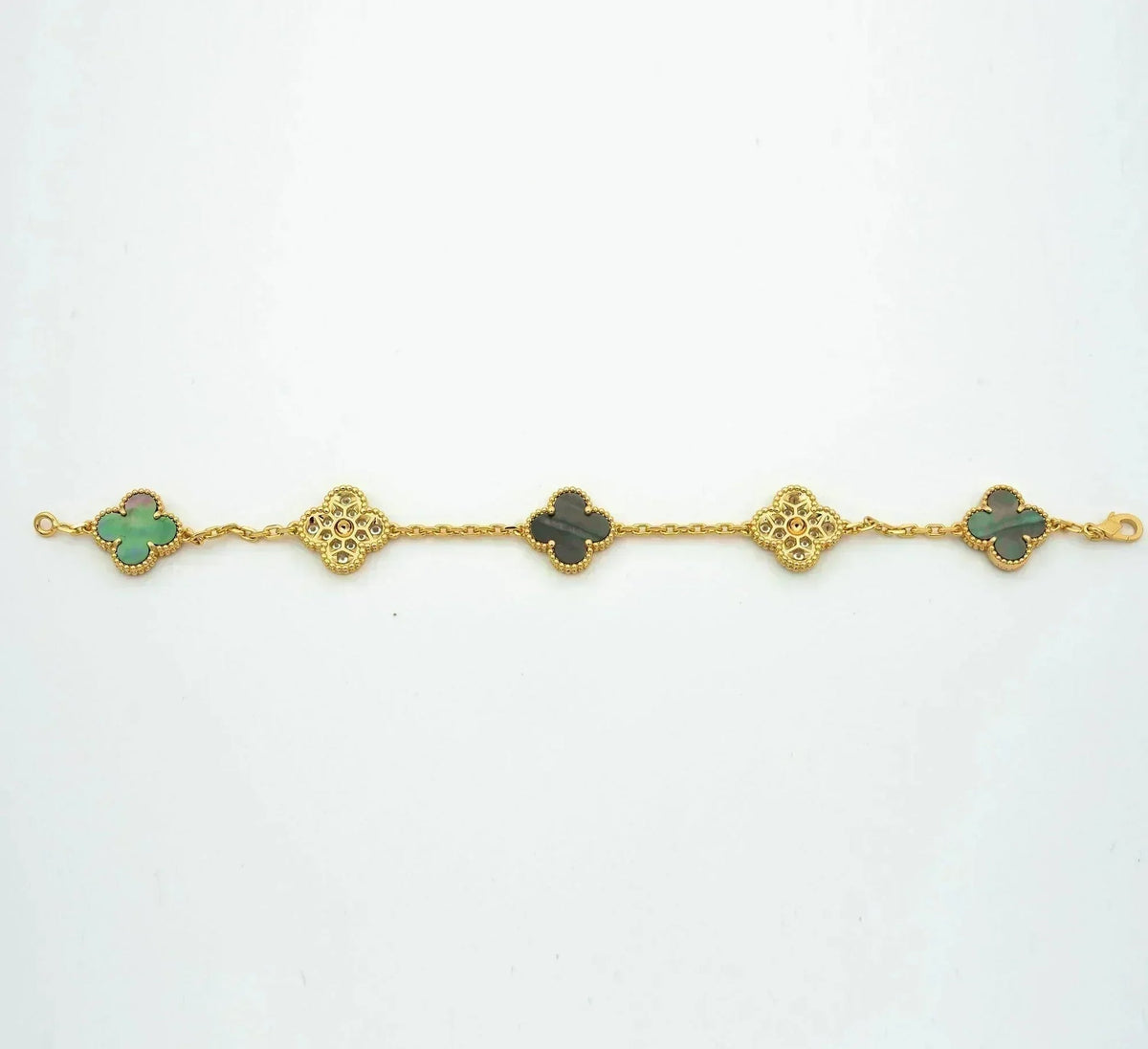 [Dream ]New CLOVER 5 MOTIF GRAY MOP BRACELET COLLECTION