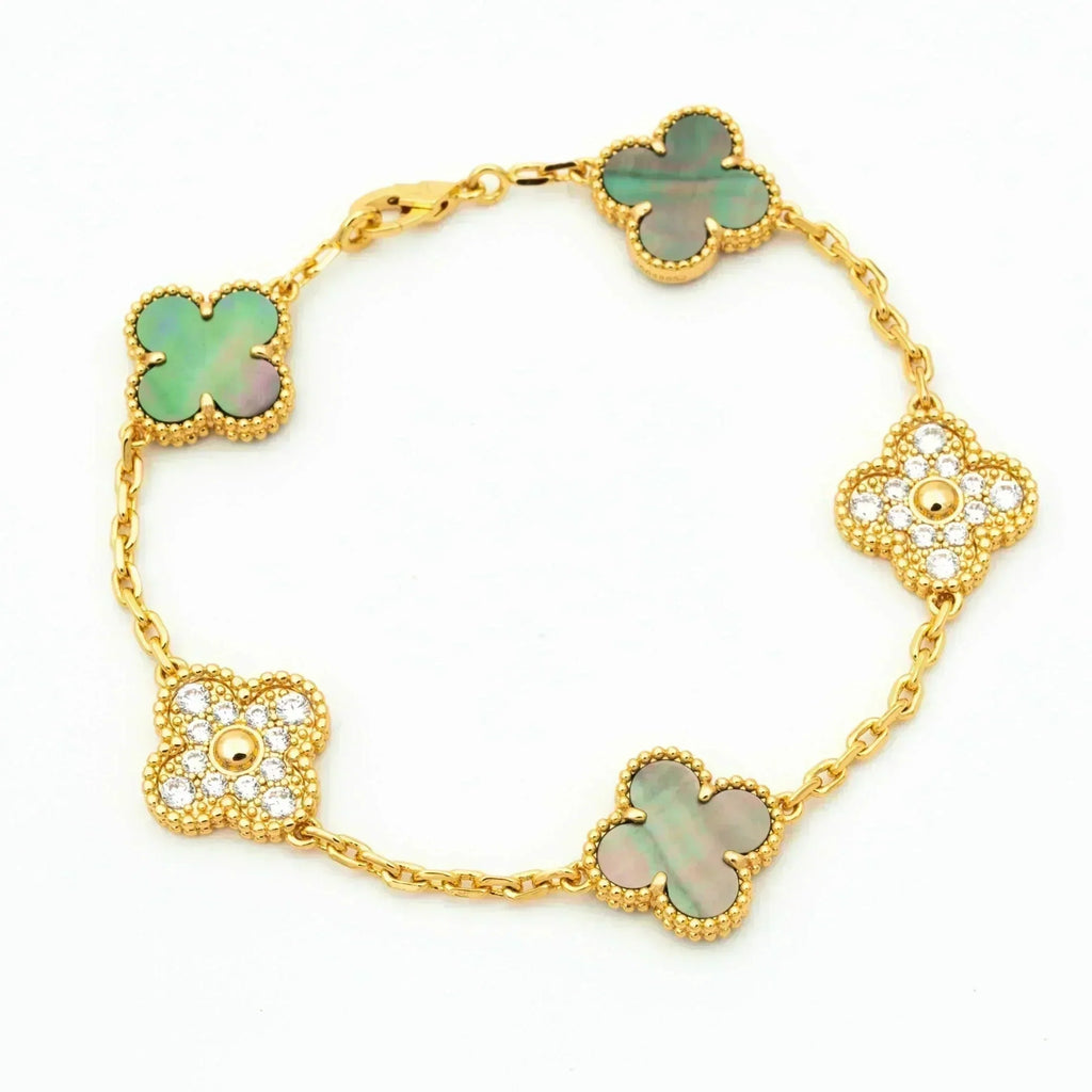 [Dream ]New CLOVER 5 MOTIF GRAY MOP BRACELET COLLECTION
