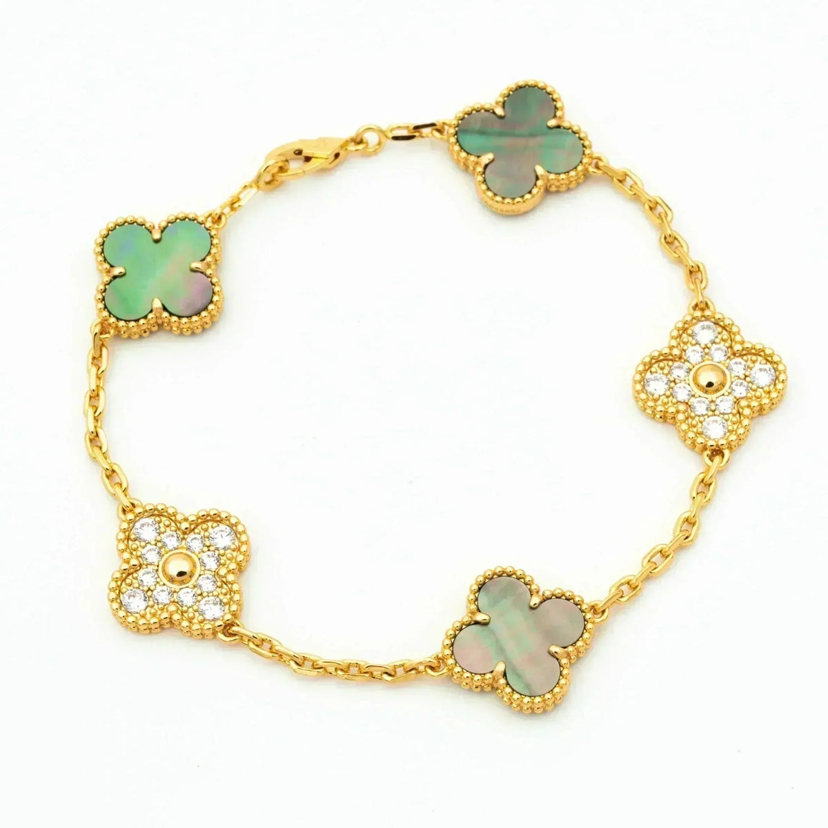 [Dream ]New CLOVER 5 MOTIF GRAY MOP BRACELET COLLECTION