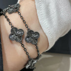 [Dream ]New CLOVER 5 MOTIF BLACK BRACELET