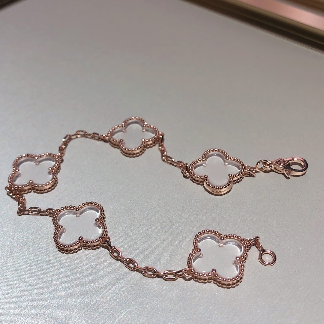 [Dream ]New CLOVER 5 MOTIF ROCK CRYSTAL BRACELET