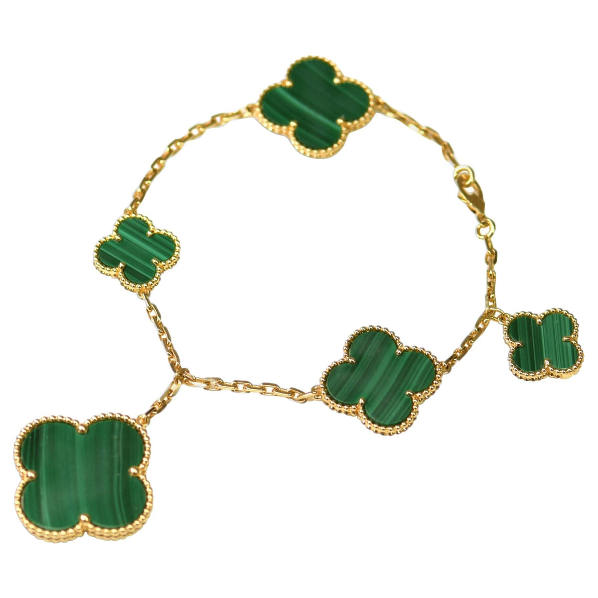DREAM MAGIC CLOVER MALACHIT GOLDARMBAND 5 MOTIVE