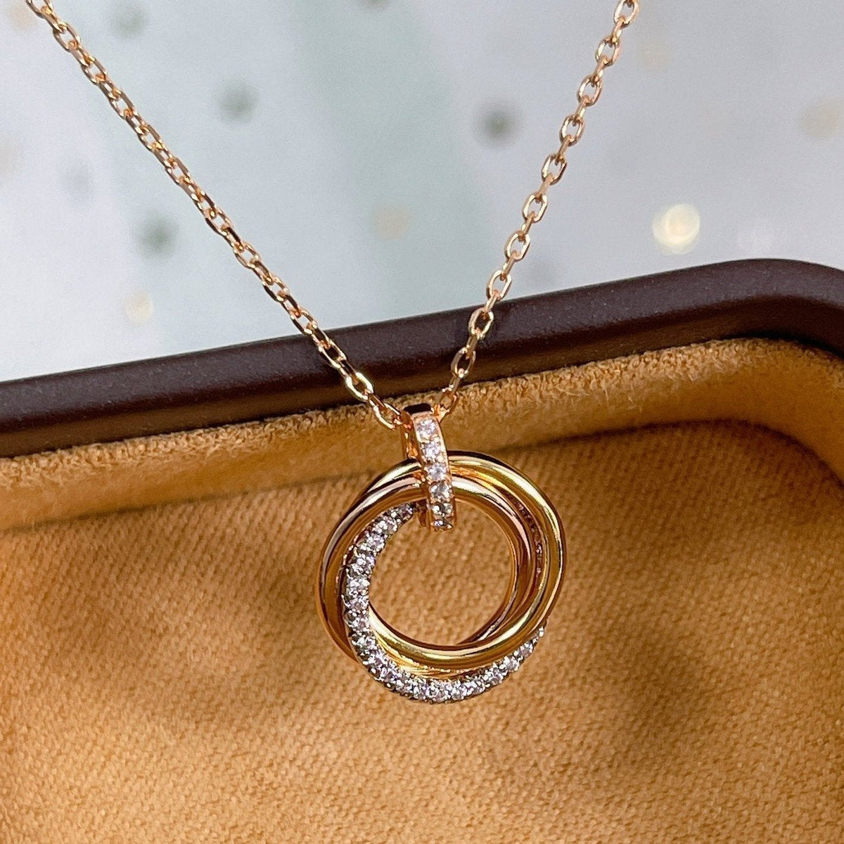 Dream TRINITY NECKLACE SILVER GOLD PINK GOLD DIAMONDS