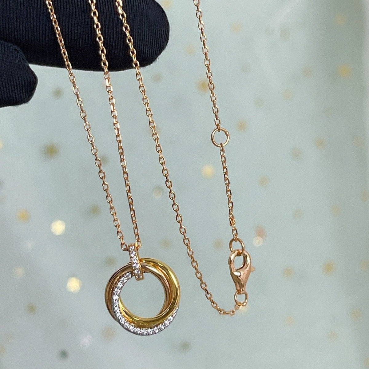 Dream TRINITY NECKLACE SILVER GOLD PINK GOLD DIAMONDS