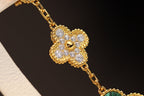 Dream CLOVER EARRINGS GOLD MALACHITE DIAMOND 3 MOTIF