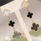 Dream CLOVER EARRINGS GOLD ONYX MOP 3 MOTIF