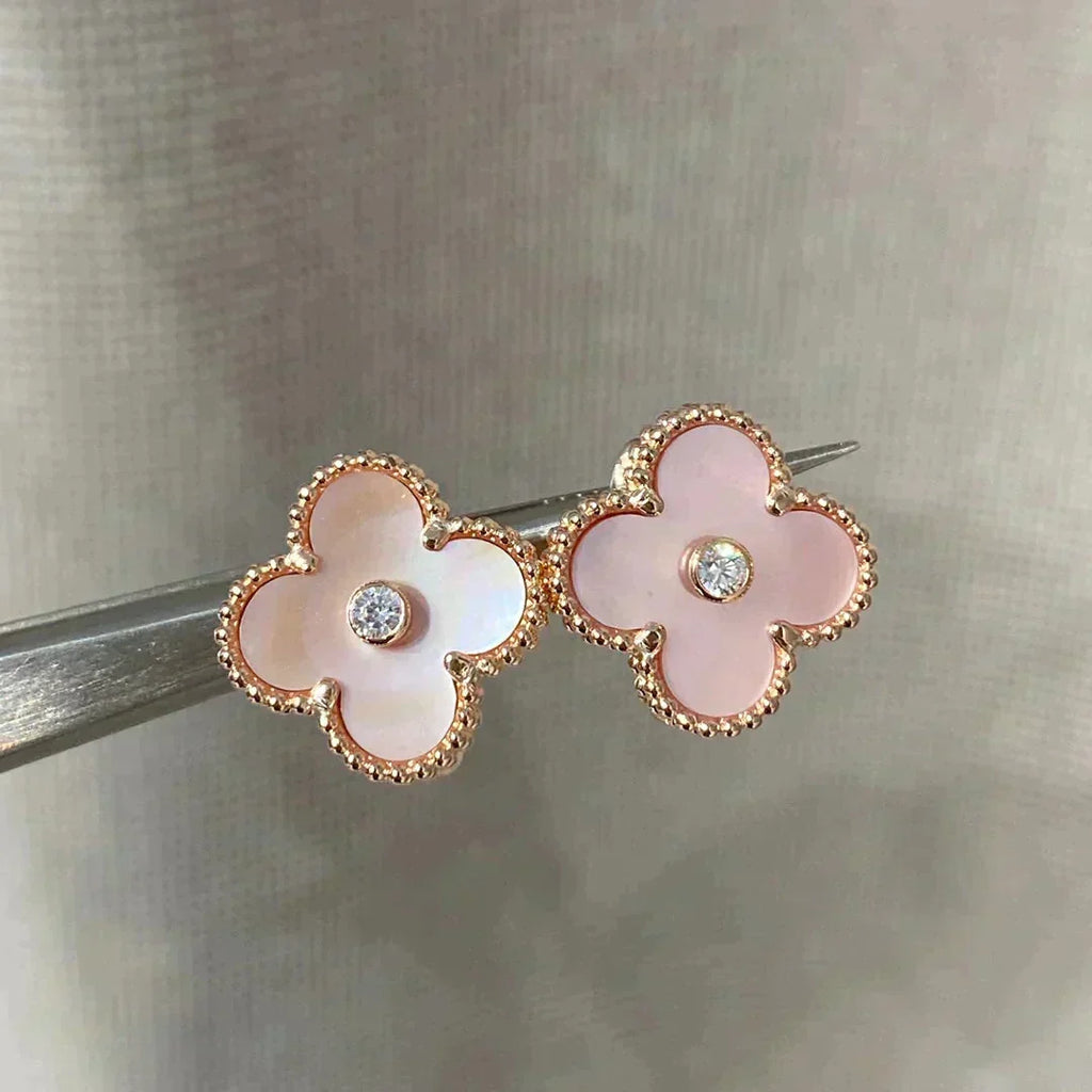 Dream CLOVER MEDIUM 1 MOTIV PINK PERLMUTT DIAMANT OHRRINGE