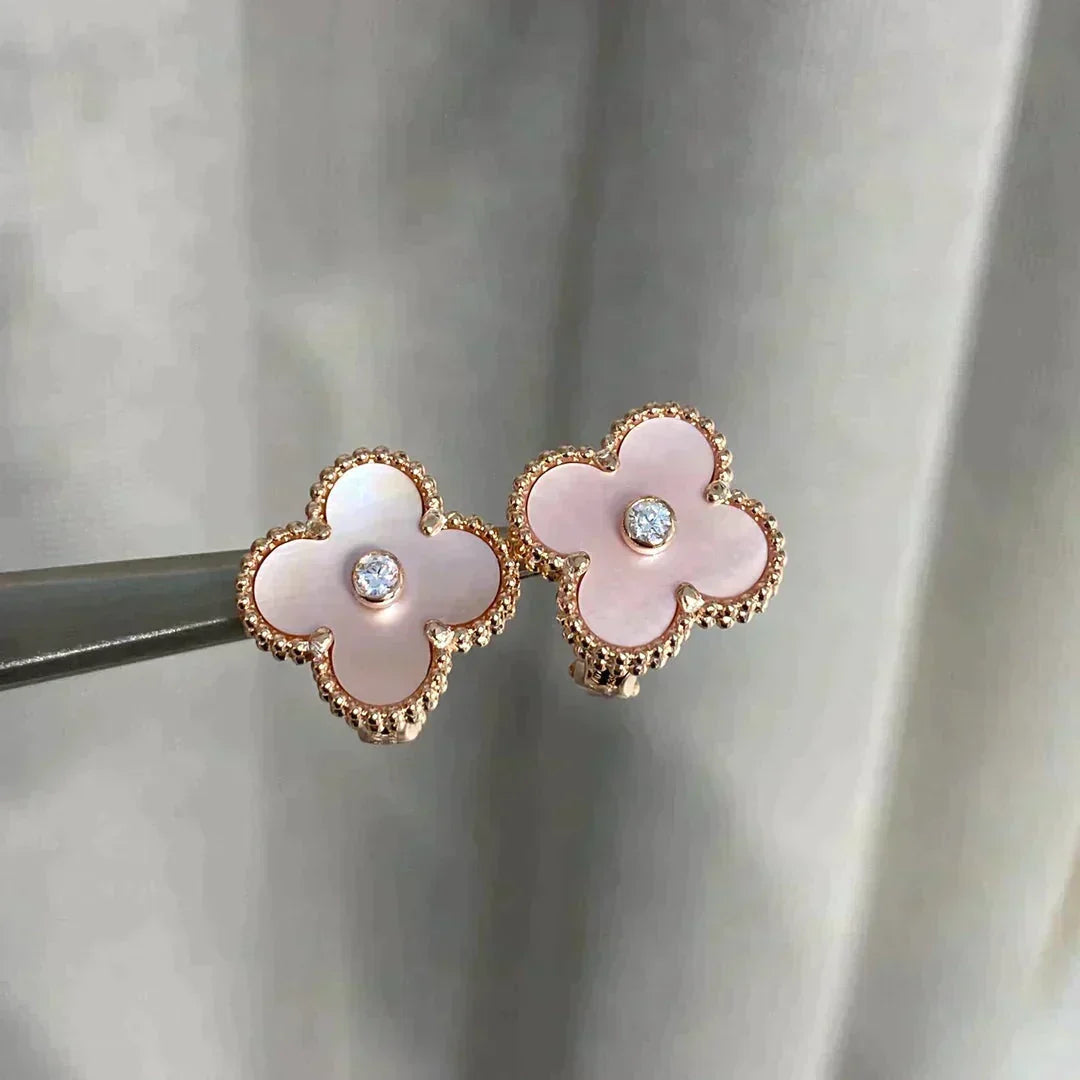 Dream CLOVER MEDIUM 1 MOTIV PINK PERLMUTT DIAMANT OHRRINGE
