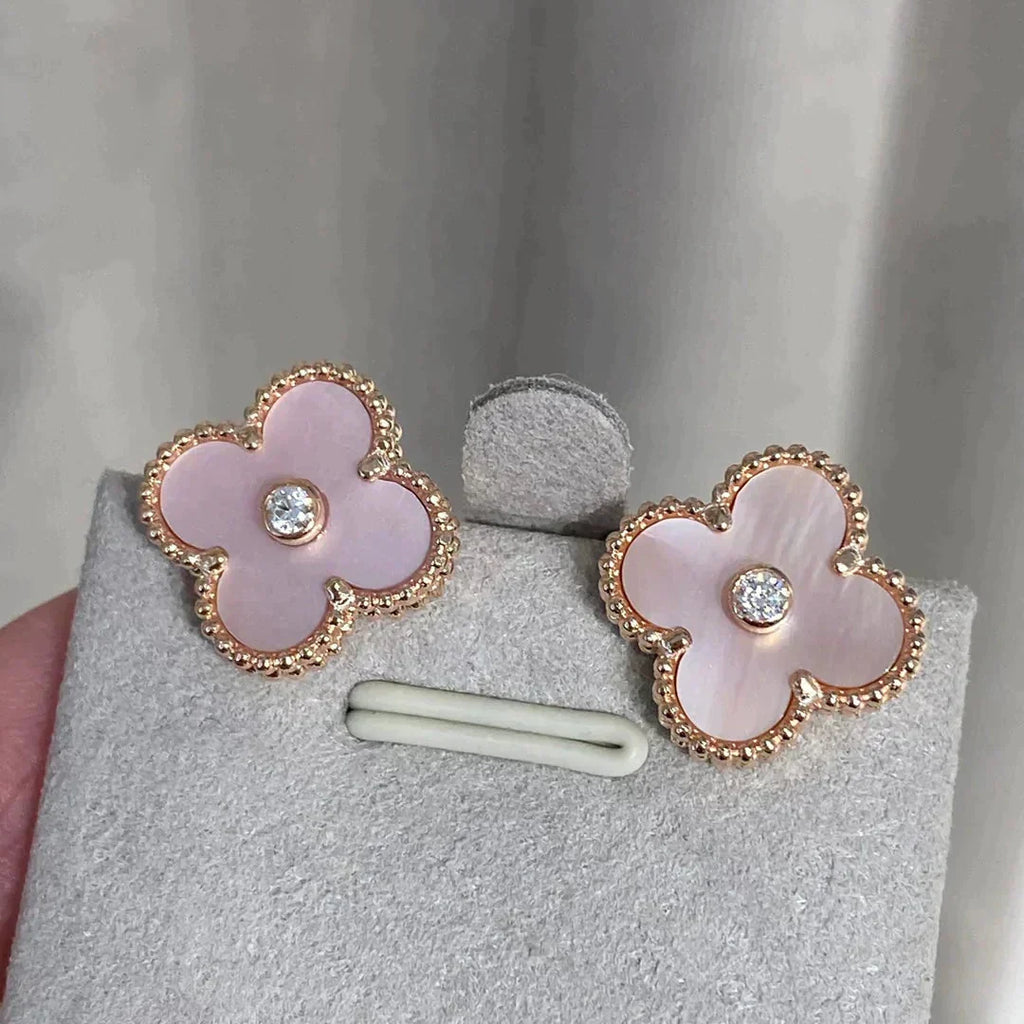 Dream CLOVER MEDIUM 1 MOTIV PINK PERLMUTT DIAMANT OHRRINGE