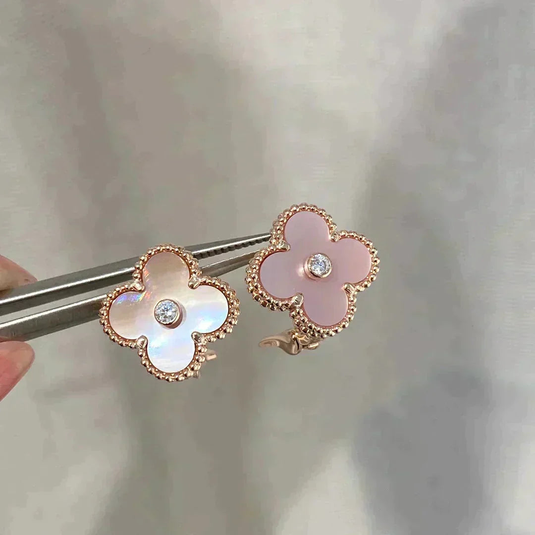 Dream CLOVER MEDIUM 1 MOTIV PINK PERLMUTT DIAMANT OHRRINGE