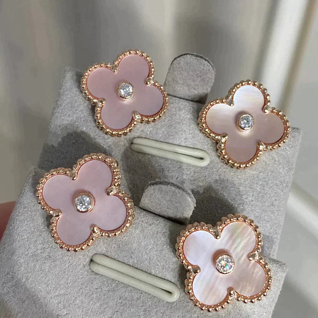 Dream CLOVER MEDIUM 1 MOTIV PINK PERLMUTT DIAMANT OHRRINGE