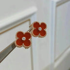 Dream CLOVER MEDIUM 1 MOTIFS CARNELIAN  DIAMOND earrings