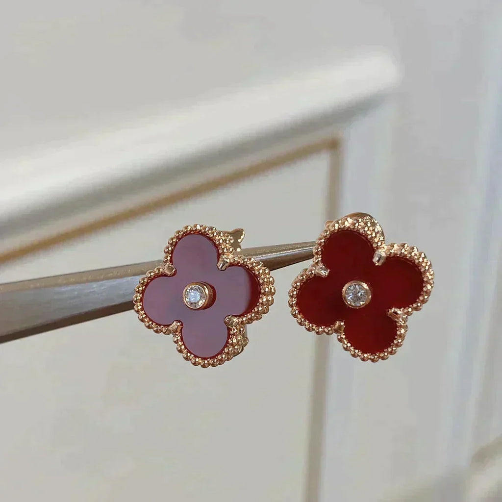 Dream CLOVER MEDIUM 1 MOTIFS CARNELIAN  DIAMOND earrings