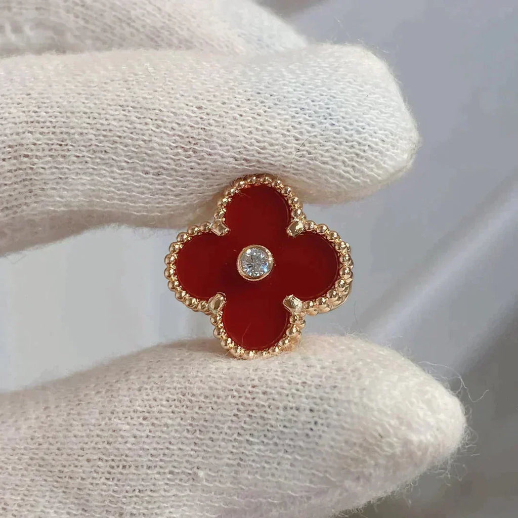 Dream CLOVER MEDIUM 1 MOTIFS CARNELIAN  DIAMOND earrings