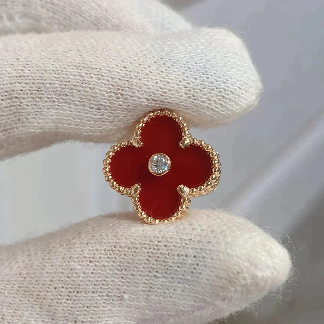 Dream CLOVER MEDIUM 1 MOTIFS CARNELIAN  DIAMOND earrings