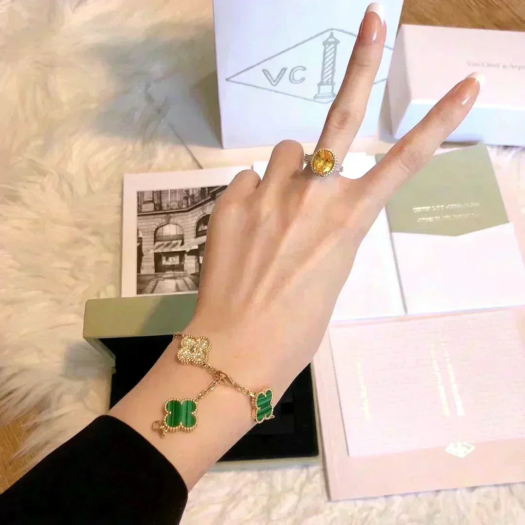 [Dream ]Neue CLOVER 5 MOTIV MALACHIT ARMBAND KOLLEKTION