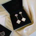 Dream CLOVER 2 MOTIF WHITE MOP EARRINGS