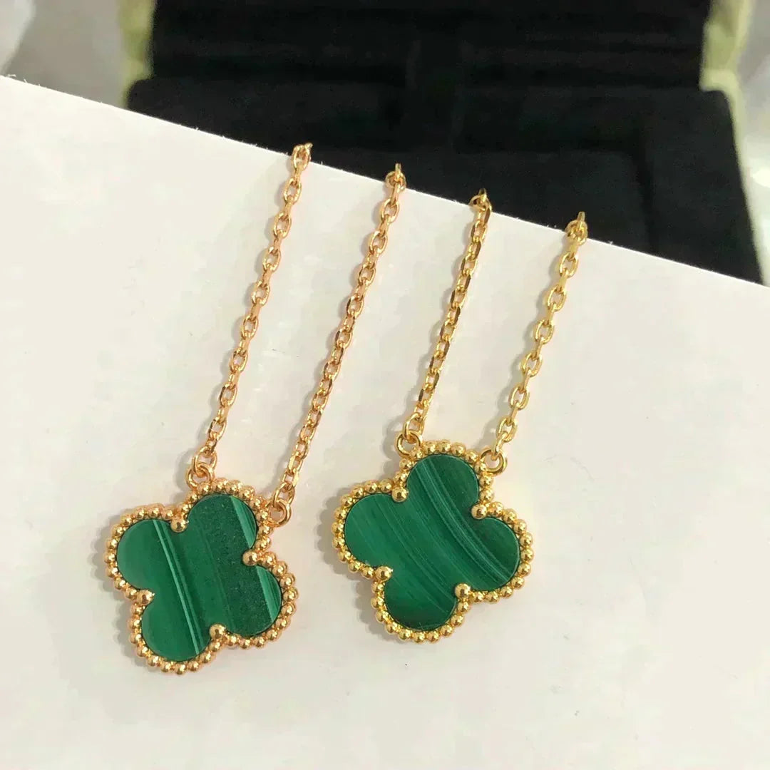 Dream CLOVER 15MM MALACHITE SINGLE FLOWER  NECKLACE