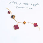 Dream CLOVER BRACELET 5 MOTIFS CARNELIAN TIGER EYE