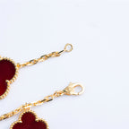 Dream CLOVER BRACELET 5 MOTIFS CARNELIAN TIGER EYE