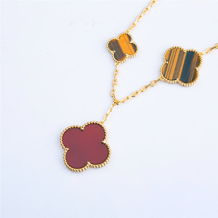 Dream CLOVER BRACELET 5 MOTIFS CARNELIAN TIGER EYE