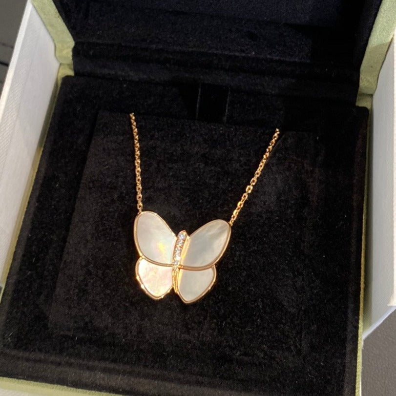 Dream BUTTERFLY GOLD MOP DIAMOND NECKLACE