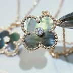 Dream CLOVER 15MM DIAMOND AND MOTHER-OF-GREY NECKLACE
