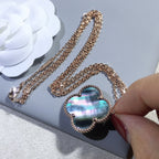 Dream CLOVER 25MM GOLD DARK MOP BIG CLOVER NECKLACE