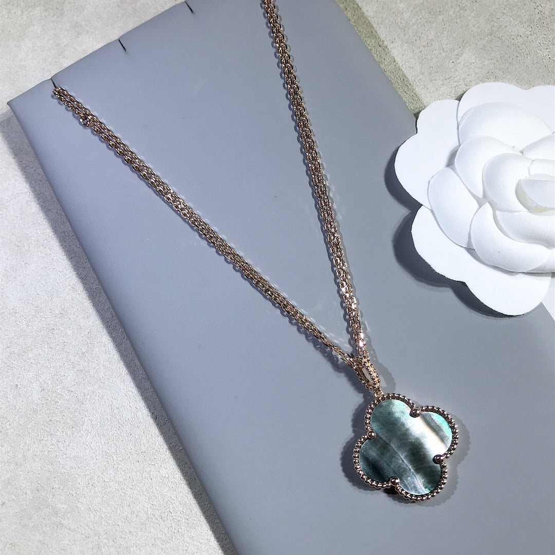 Dream CLOVER 25MM GOLD DARK MOP BIG CLOVER NECKLACE
