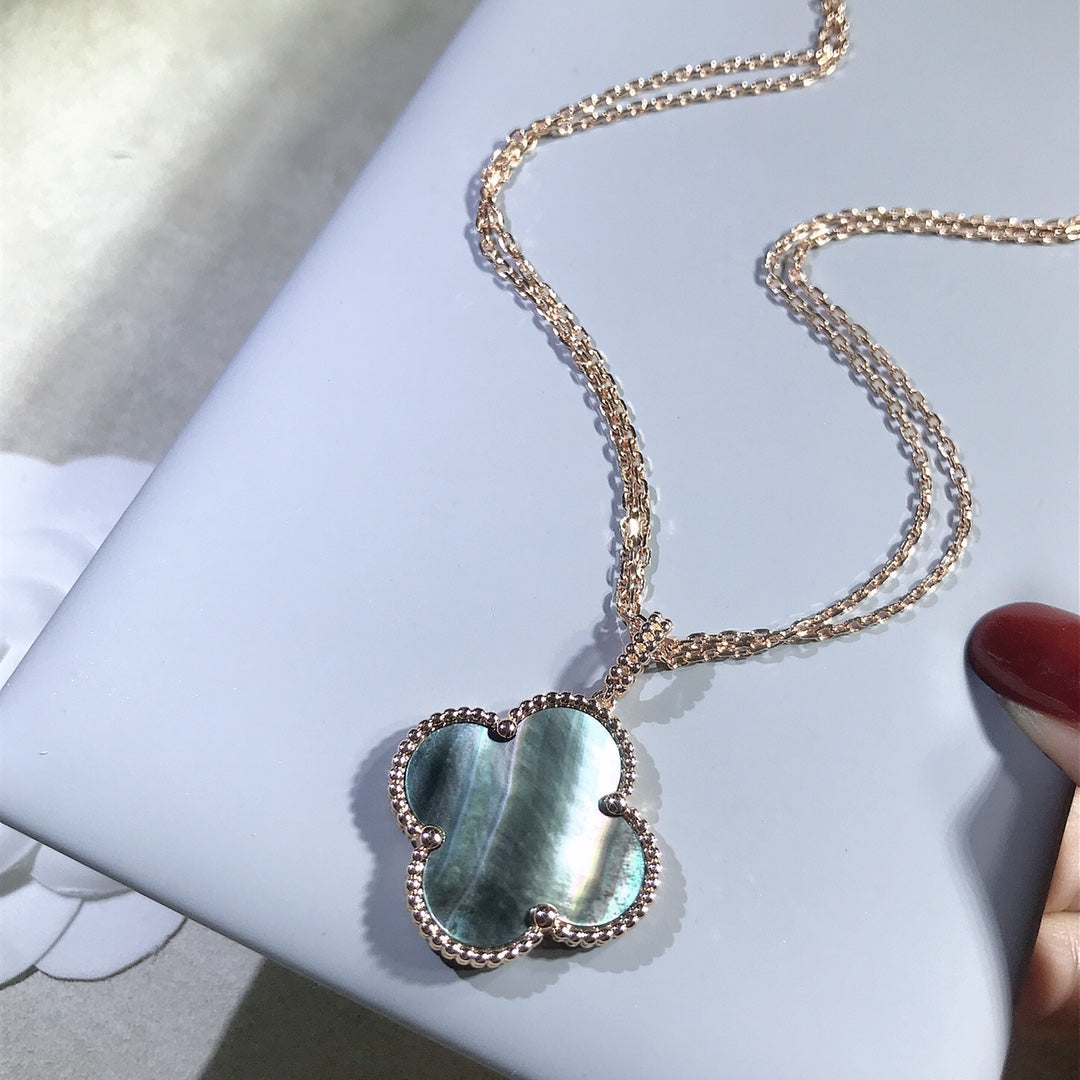 Dream CLOVER 25MM GOLD DARK MOP BIG CLOVER NECKLACE