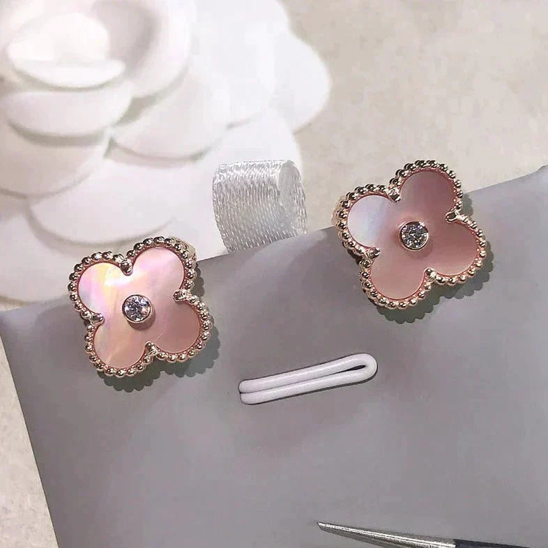 Dream CLOVER MEDIUM 1 MOTIV PINK PERLMUTT DIAMANT OHRRINGE