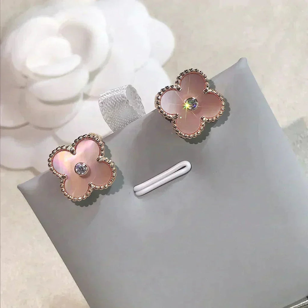 Dream CLOVER MEDIUM 1 MOTIV PINK PERLMUTT DIAMANT OHRRINGE