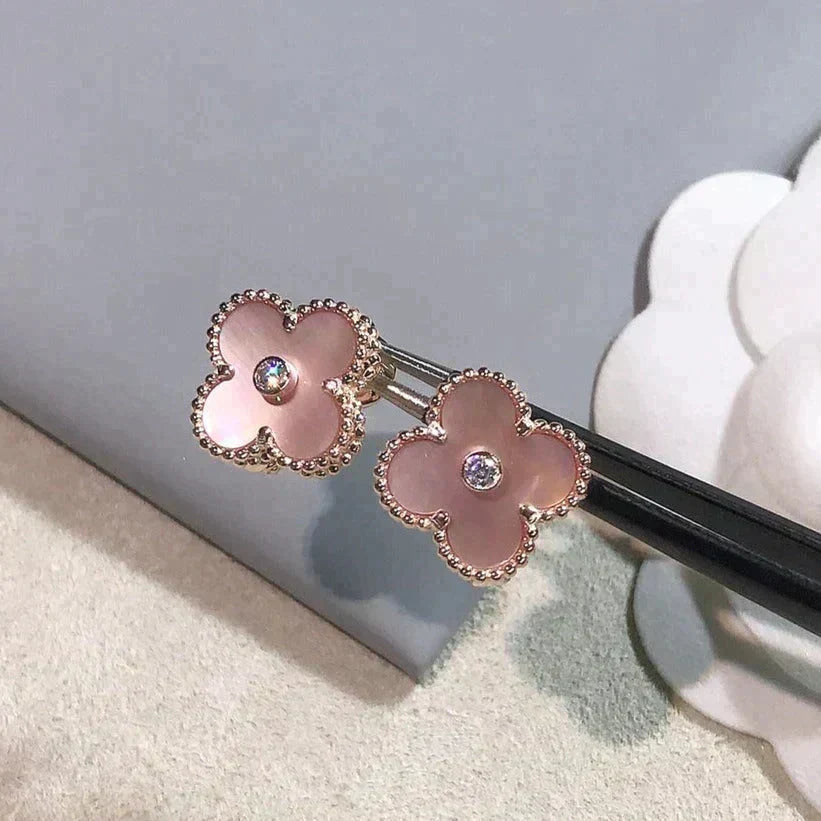 Dream CLOVER MEDIUM 1 MOTIV PINK PERLMUTT DIAMANT OHRRINGE