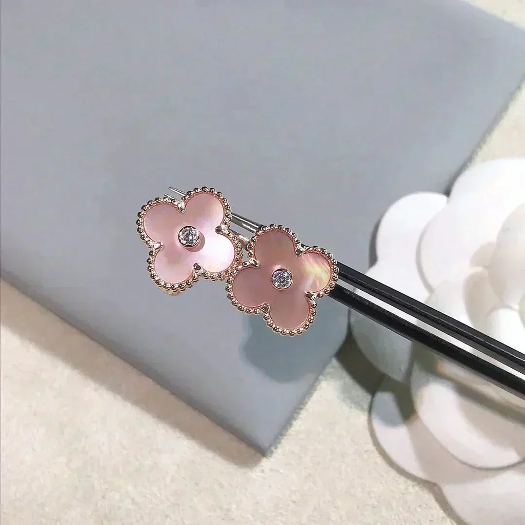 Dream CLOVER MEDIUM 1 MOTIV PINK PERLMUTT DIAMANT OHRRINGE