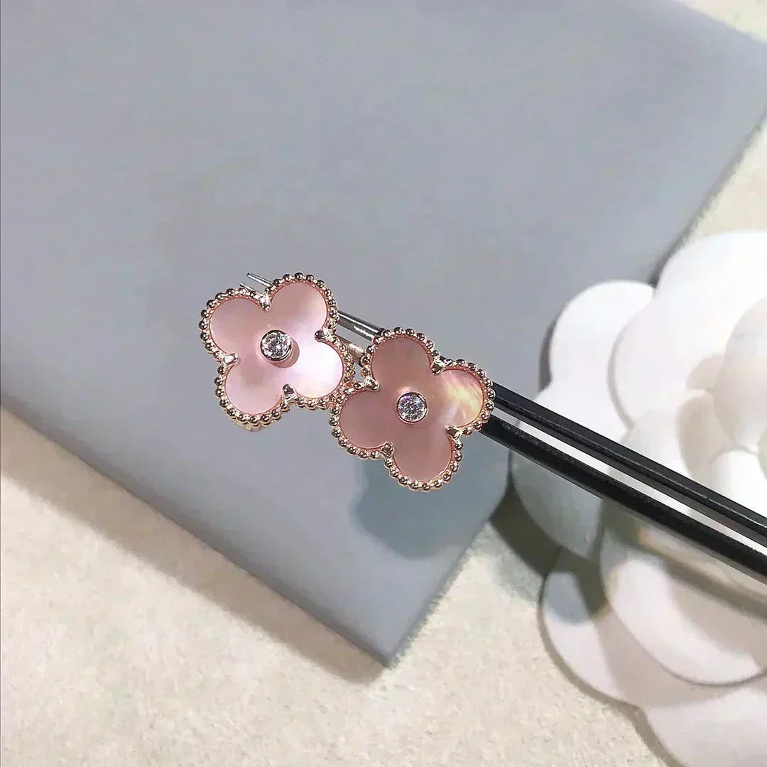 Dream CLOVER MEDIUM 1 MOTIV PINK PERLMUTT DIAMANT OHRRINGE