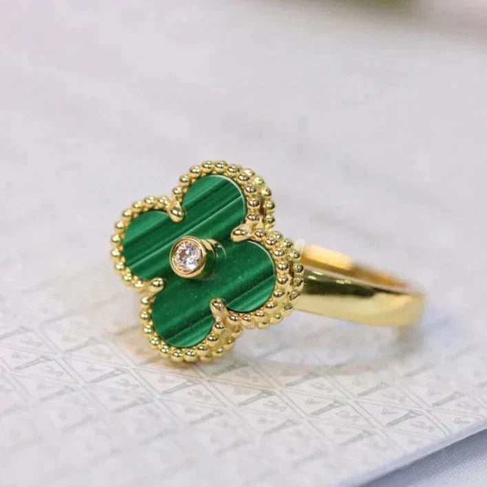 Dream CLOVER MALACHITE RING GOLD DIAMOND
