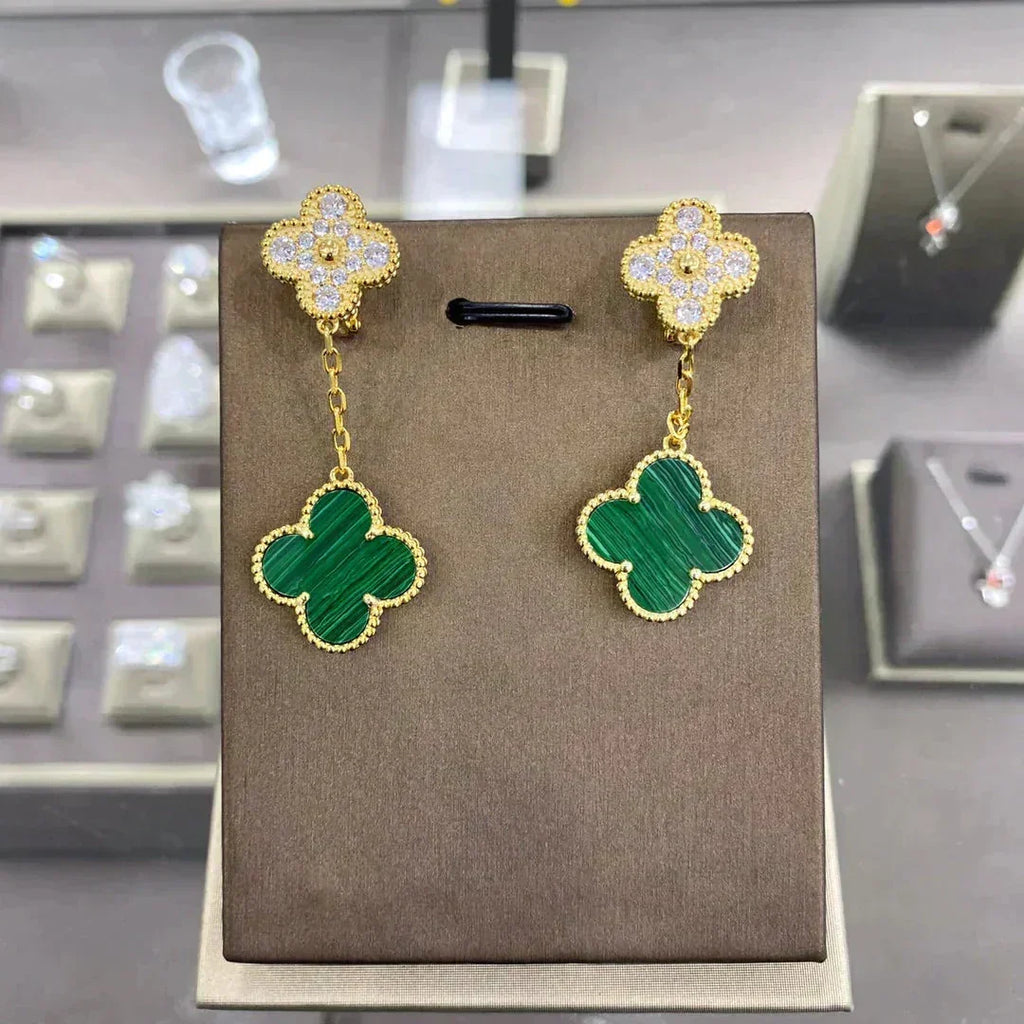 Dream CLOVER  2 MOTIFS  DIAMOND  EARRINGS (MULTIPLE CHOICESç´