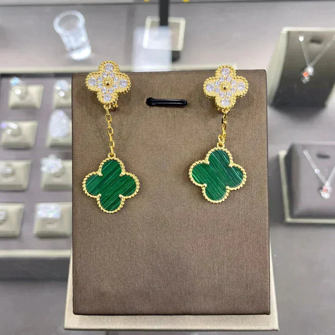 Dream CLOVER  2 MOTIFS  DIAMOND  EARRINGS (MULTIPLE CHOICESç´