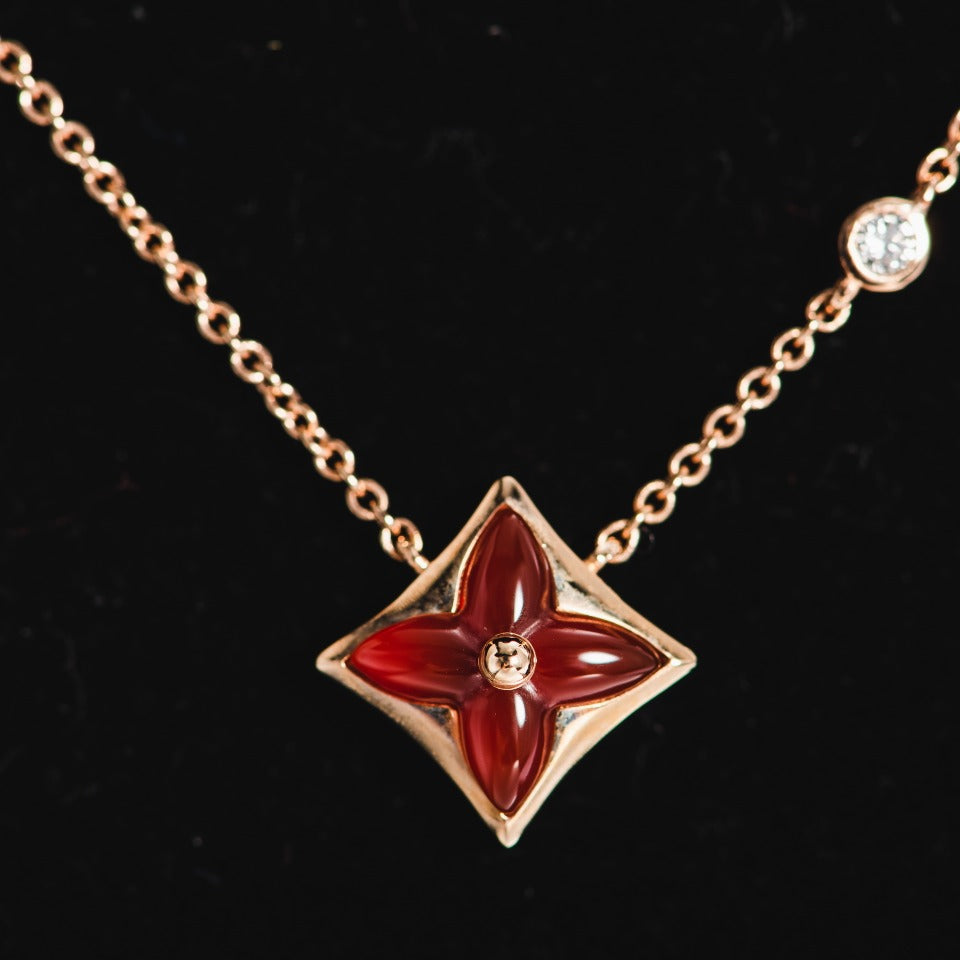 Dream STAR NECKLACE PINK GOLD 1 DIAMOND