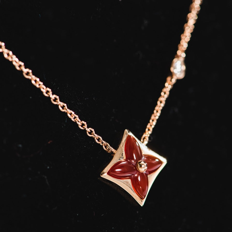 Dream STAR NECKLACE PINK GOLD 1 DIAMOND