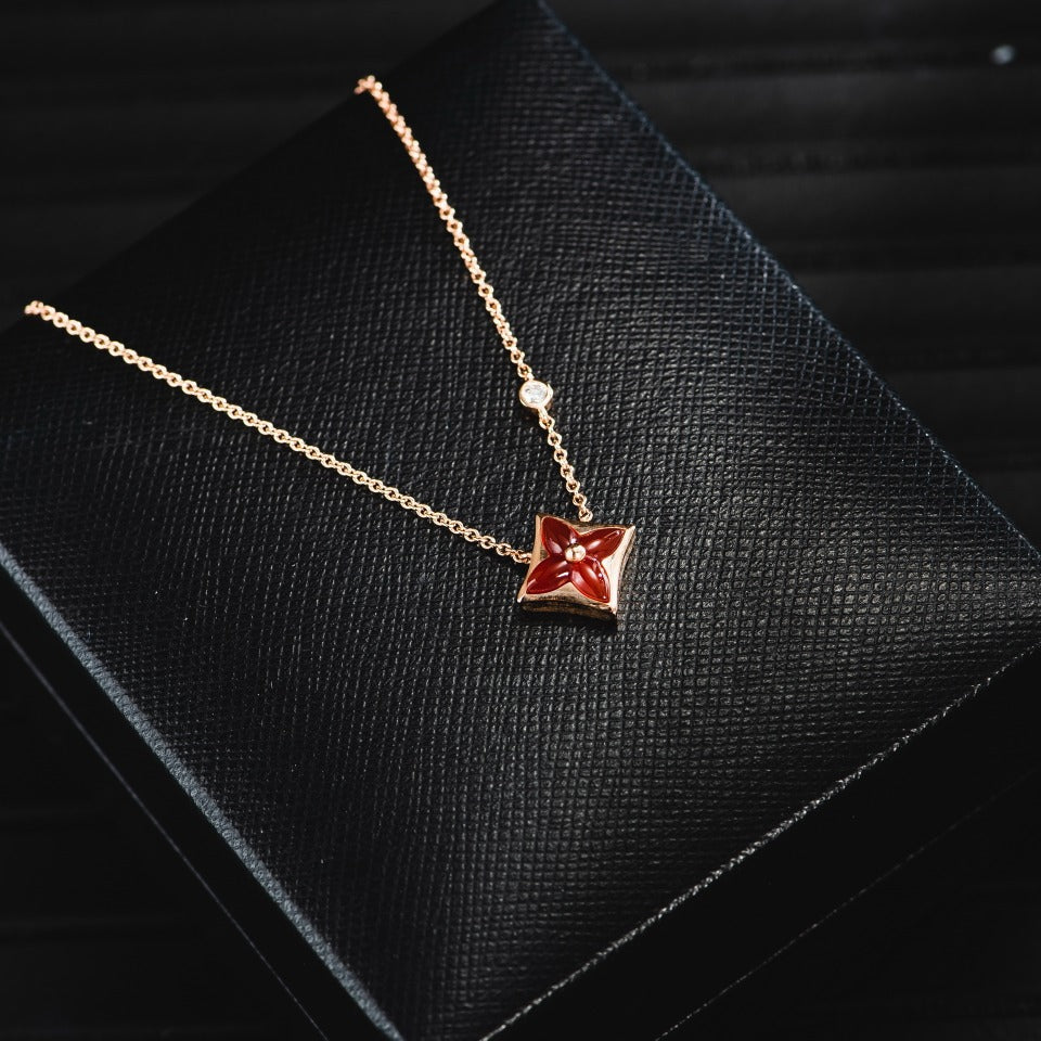 Dream STAR NECKLACE PINK GOLD 1 DIAMOND