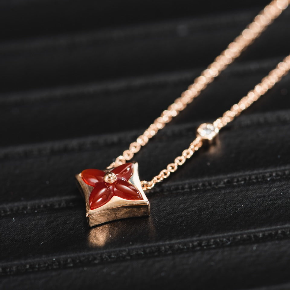 Dream STAR NECKLACE PINK GOLD 1 DIAMOND
