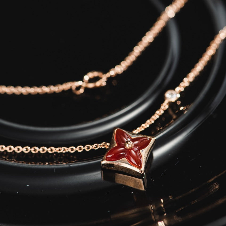 Dream STAR NECKLACE PINK GOLD 1 DIAMOND