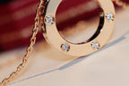 Dream LOVE NECKLACE 16MM 6 DIAMONDS PINK GOLD