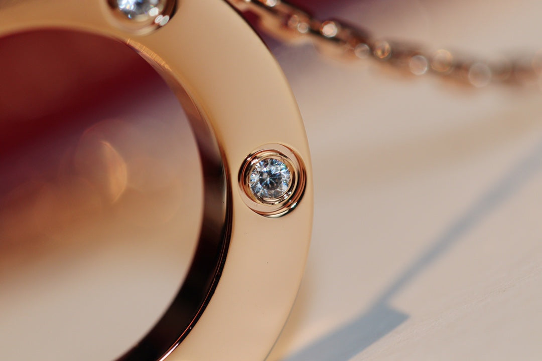 Dream LOVE NECKLACE 16MM 6 DIAMONDS PINK GOLD