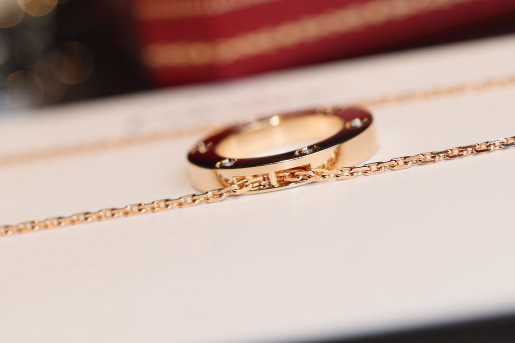Dream LOVE NECKLACE 16MM 6 DIAMONDS PINK GOLD