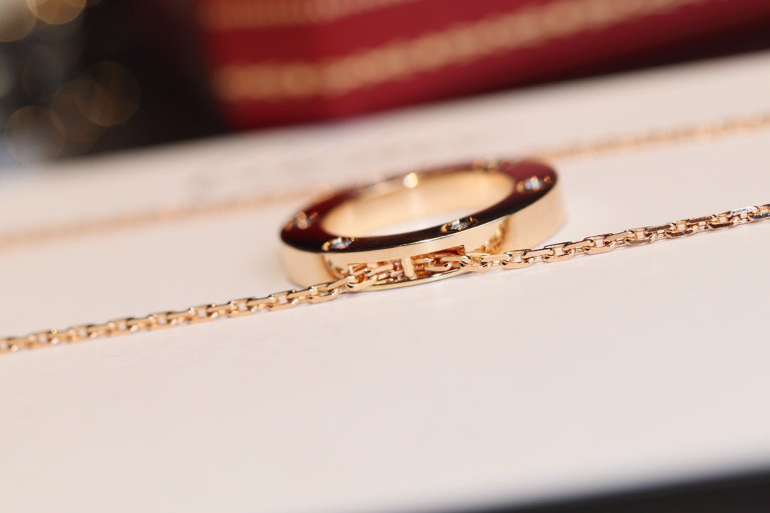 Dream LOVE NECKLACE 16MM 6 DIAMONDS PINK GOLD